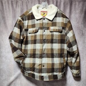 Cinch Mens Plaid Wool Blend Sherpa Lined Concealed Carry Jacket MWJ1074002 Brown